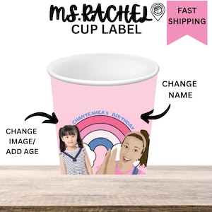 Copo de festa de aniversário da Sra. Rachel | Copo de 12 oz da Song For Little Drink | Caixa descartável personalizada da Sra. Rachel | Copos pegajosos Kid Icky | Pacote com 10 unidades