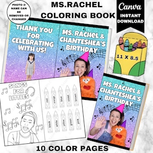 Ms Rachel Coloring Book | Ms Rachel Birthday Party Placemat| Miss Rachel Activity Sheet | Custom Miss Rachel Party Favor | Kids Color Page