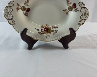 Vintage Royal Chelsea Bone China 10.5" Platter/Tray - Gold Rimmed Fruit Pattern