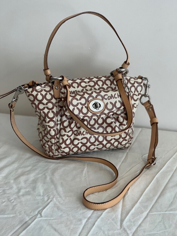 Authentic VTG Coach Optic Art Coated Canvas Bag 2 way Beige Colorway. Etsy
