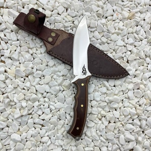 Best Werzalit Handle Bushcraft Knife Finger Hole Knife with Leather Case - Handmade Chef Knife - Engraved Knife Personalized Knife for Gift