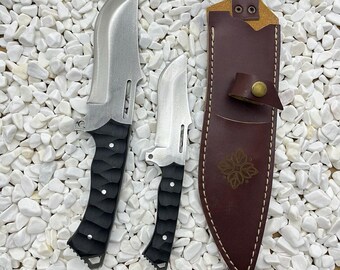 Schwarzes Jagdmesser-Set mit Gravur, Edelstahl 4116, Full Tang Klinge