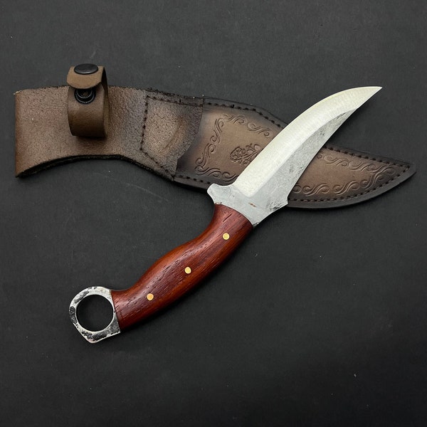 Custom Knife Forged Steel Hunting Knife Bushcraft Knife and Sheath Bowie Knive Personalized Gifts For Him Engraved Knive Gifts for Men