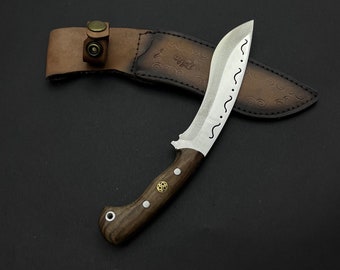 Cuchillo Kukri con grabado personalizado: Hoja Gurkha de acero inoxidable, empuñadura de nogal