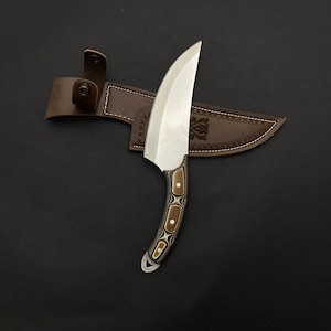 Handmade Werzalit Handle Chef Knife: Engraved Viking Knife with Leather Case