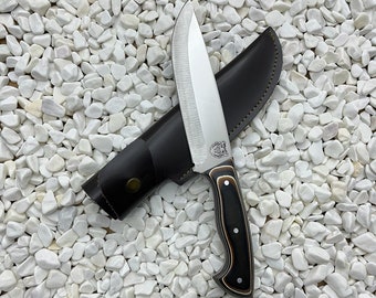 Handgefertigtes Bushcraftmesser: Werzalit-Griff, 4116 Stahl, Lederscheide