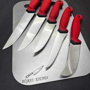 Professional Custom Stainless Cutting Board Butcher Knife Set Sharpener, Perfect Butcher Personalized Gift for Chef Cook, Personalized Gift