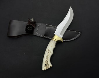 Stag Horn Bowie Knife Hunting Knife Groomsmen Gifts Custom Engraved Knife Personalized Knife Deer Antler Knife For Men Hunting Gifts For Men