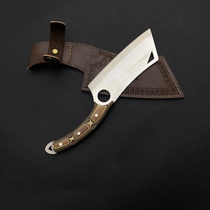 Werzalit Handle Viking Knife: Handmade Chef Knife with Leather Case