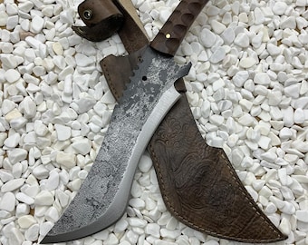 Handgeschmiedeter Survival Scimitar: Jagdmesser aus Kohlenstoffstahl