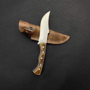Handmade Werzalit Handle Bushcraft Knife: Engraved 4116 Steel Blade, Leather Case