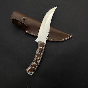 Handmade Werzalit Handle Bushcraft Knife: 4116 Stainless Steel, Leather Case, Engraved Knife