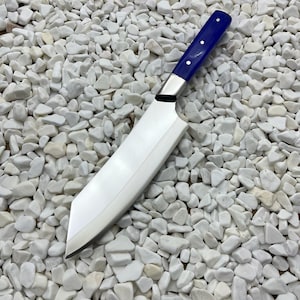 Handmade Blue Chef Knife Stainless Steel Santoku Knife Japenese Kitchen Knife Engraved Customize Chef Knife Cooking Knife for Gift For Him