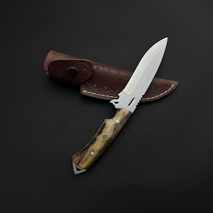 Handmade Engraved Tactical Knife: German Steel Hunting Knife with Sheath