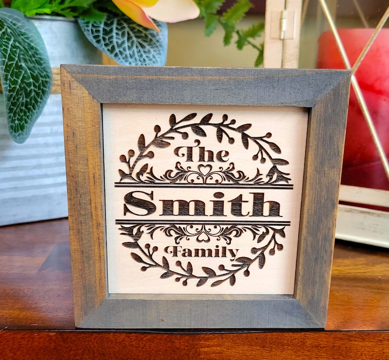 Personalized Family Name Wooden Sign, Engraved Name Home Decor - Etsy
