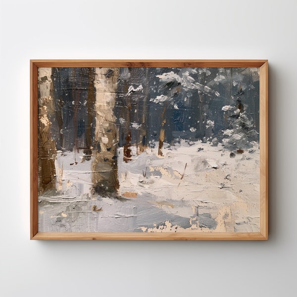 Wald im Winter| Ölgemälde | DIGITALER DOWNLOAD von The Vintage Poster Art Druckbare Bilddateien Remastered Wand Kunst Gedämpftes Tonal