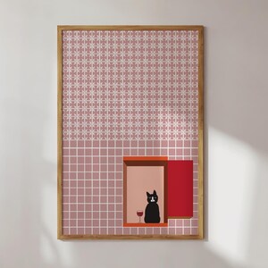 Freche Katzen Poster ; portugiesisches Hauskatzenplakat druckbares schrulliges Plakat funky Plakat Katzen-Wandkunst