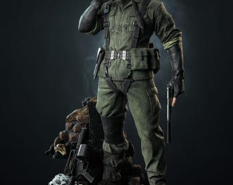 Statuetta dipinta a mano di Big Boss Metal Gear, statua di soldato tattico, oggetto da collezione per azione furtiva, statuetta di guerriero militare, regalo per giocatori, decorazione