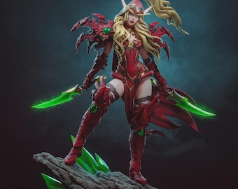 Valeera Sanguinar Warcraft, statuetta dipinta a mano, statua di ladra elfa del sangue, assassina fantasy da collezione, personaggio per giochi di ruolo, regalo per giocatori