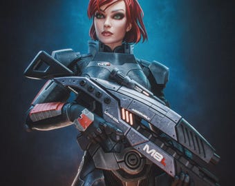 N7 Space Commander Inspired Hand Painted Figure, Futuristic Soldier Statue, Sci Fi Military Collectible, Space Warrior Figurine, Gamer Gift