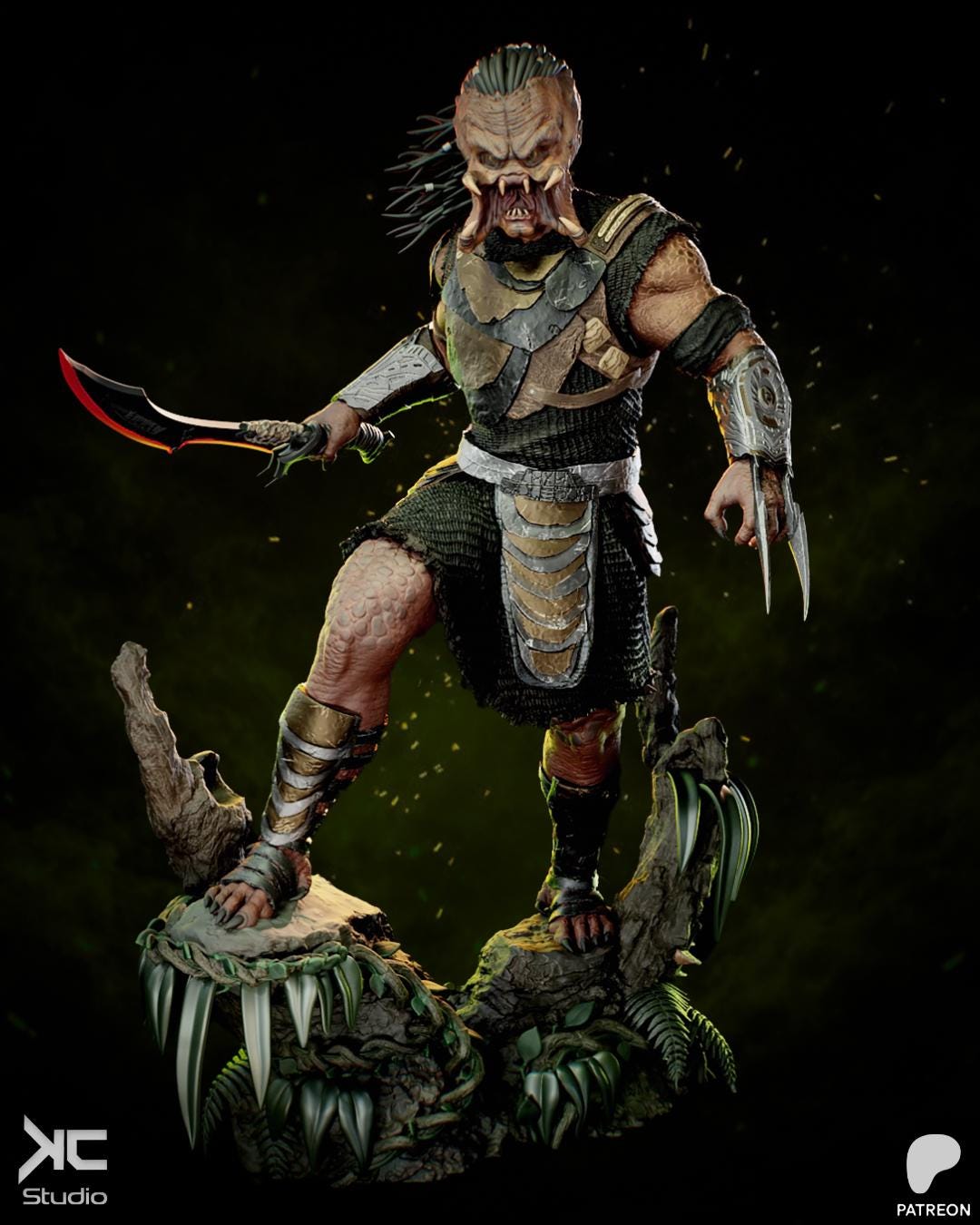 Predator Inspired Figure Hand Painted, Sci Fi Predator Style Warrior ...