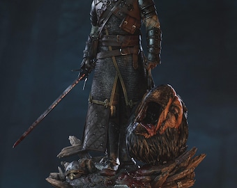 Inspired Geralt The Witcher 3 Hand Painted Figure, Witcher Statue, White Wolf Collectible, Fantasy Warrior Figurine, Custom Gamer Gift
