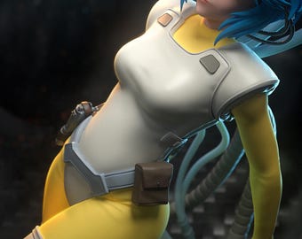 Motoko Kusanagi Ghost in the Shell Statuetta dipinta a mano, statua di androide cyberpunk, oggetto da collezione anime di fantascienza, statuetta futuristica, regalo per gamer