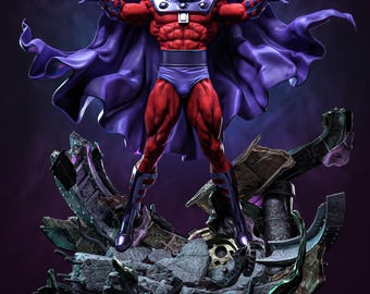 Statuetta in resina di Magneto realizzata a mano – Statua del cattivo Marvel degli X-Men, opera d'arte da collezione ispirata ai fumetti, supereroe dipinto a mano da esporre