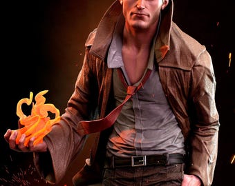 Statuetta dipinta a mano di John Constantine, statua del detective dell'occulto, oggetto da collezione dark fantasy, statuetta del cacciatore soprannaturale, regalo per fan dei fumetti, decorazione