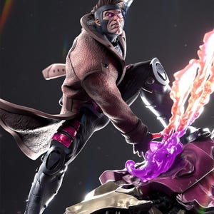 Gambit Hand Painted Figure, Card Throwing Mutant Statue, Comic Book Collectible, Cajun Hero Figurine, Superhero Fan Gift, Gamer Decor