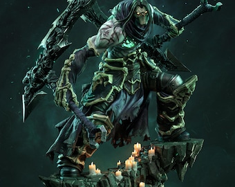 Figurka Death Darksiders II malowana ręcznie, niestandardowa figurka śmierci, kolekcjonerska figurka Darksiders, prezent dla gracza, figurka w stylu dark fantasy, grafika z gier wideo