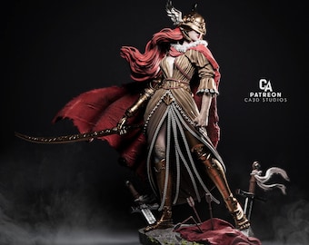 Statuetta dipinta a mano di Malenia Elden Ring, statua della Lama di Miquella, oggetto da collezione dark fantasy, statuetta di guerriero soulslike, regalo per giocatori, decorazione