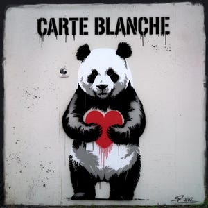 Carte Blanche パンダ ラブ T シャツ – ストリート アートにインスパイアされたハートのパンダのグラフィック T シャツ