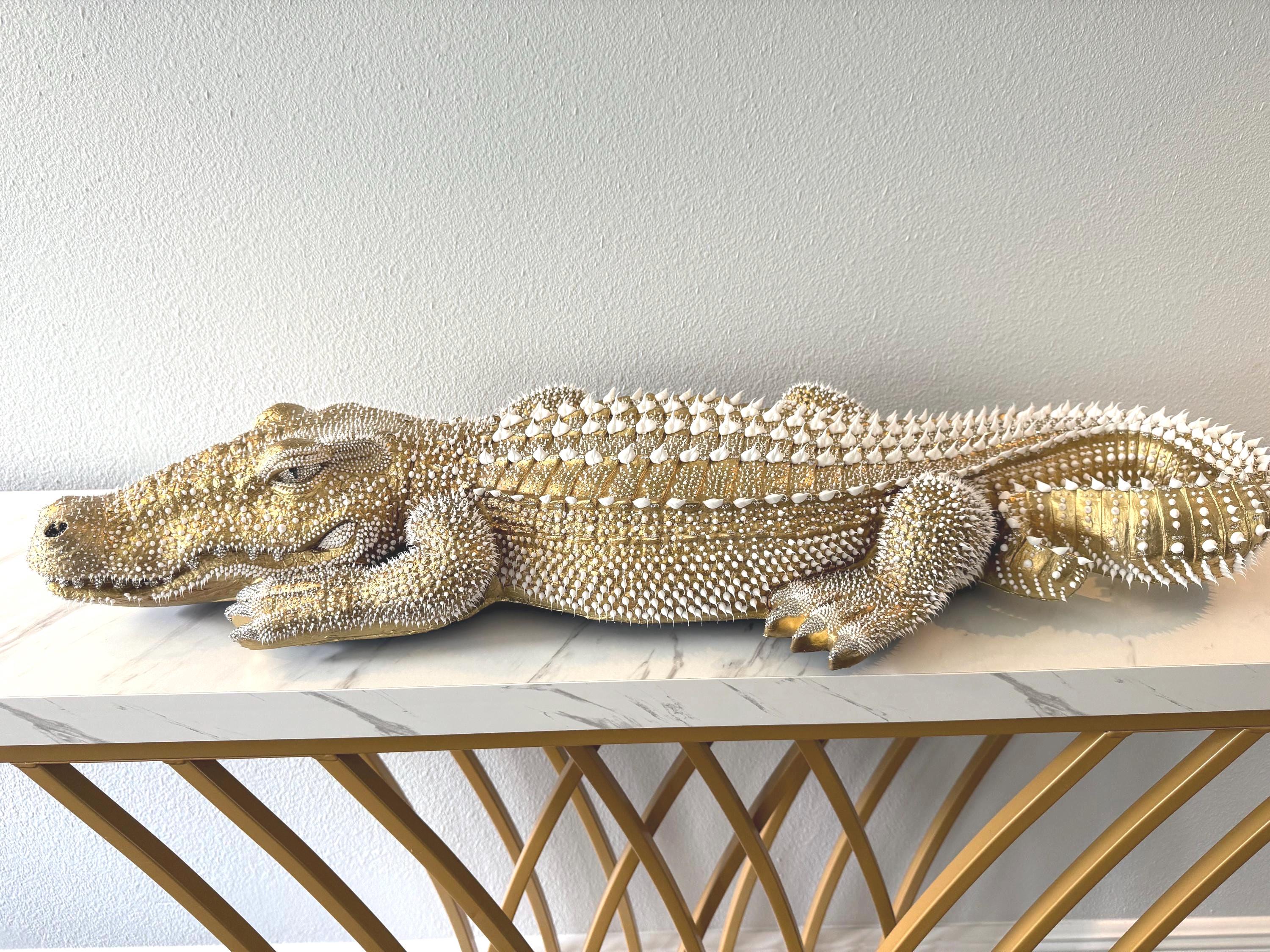 Silver Alligator Statue - Etsy