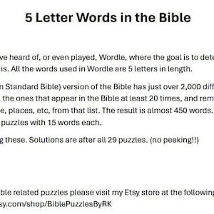 Bible Word Search Puzzles: 29 Puzzles Featuring 5 Letter Words. Large ...