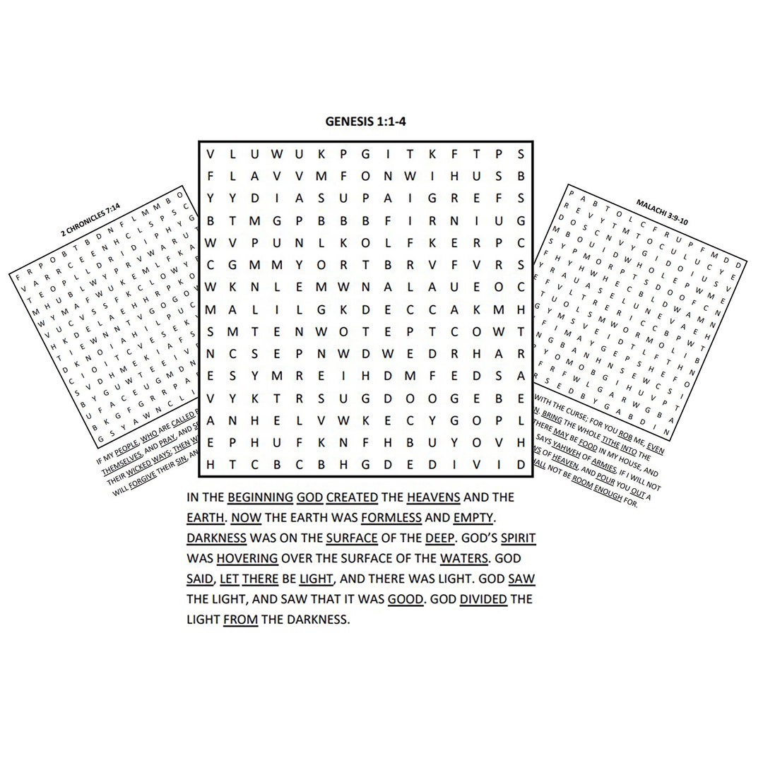 Bible Scripture Wordsearch Puzzle Featuring the Actual Verse. One Word ...