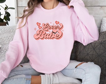 Love Babe Sweatshirt, Retro Vintage Shirt, Valentines Day Sweatshirt, Love Sweatshirt,  Valentines Day Gift, Heart Shirt, Gifts for her