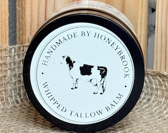 Unscented Whipped Tallow Cream, Natural Face & Body Moisturizer, Grass-Fed Beef Tallow Balm 4oz - HandmadeByHoneybrook