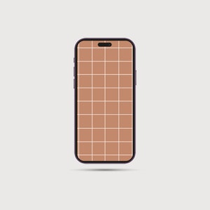 Peut inclure: Un smartphone noir avec un motif de grille marron sur l'écran.