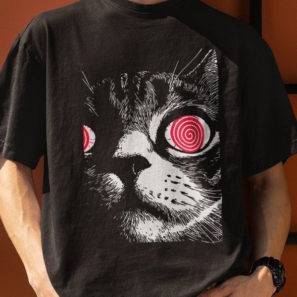 Unisex, Psychedelic Cat T-Shirt | Trippy Shirt | Gothic Alt Clothing | Dark Aesthetic Fashion | Crust Punk Grunge, cat shirt, cat tshirt