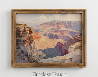 Grand Canyon Vintage Painting: Arizona National Park Art (Digital Download)