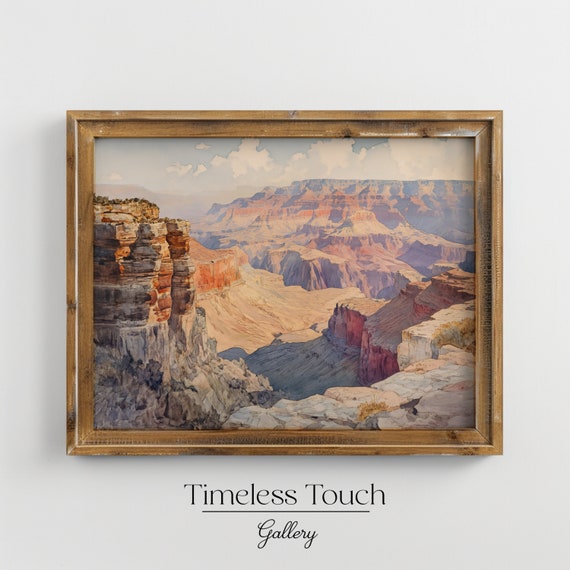 Grand Canyon Vintage Painting: Arizona National Park Art (Digital Download)