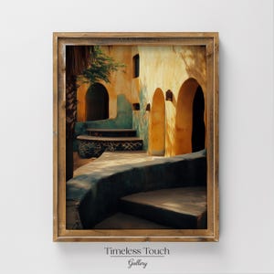 Vintage Mediterranean Courtyard Digital Wall Art