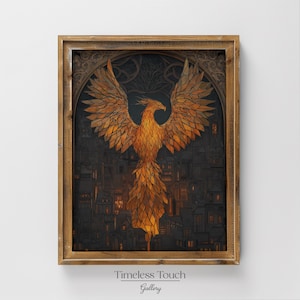 Vintage Phoenix Art Print Digital Wall Decor Download