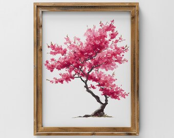 Vintage Cherry Blossom Tree Digital Wall Art Print