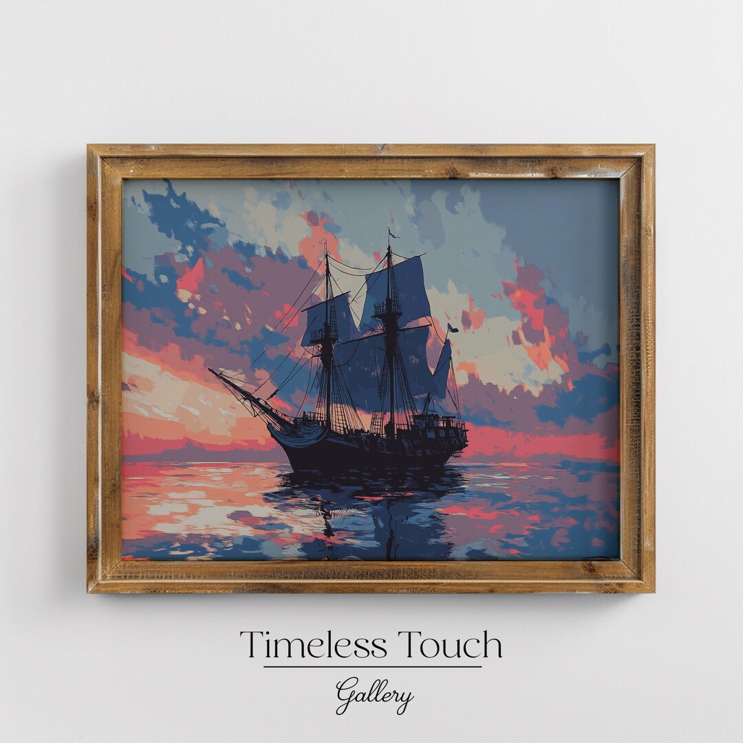 19th Century Sailing Ship Art: Nautical Seascape Painting (digital ...
