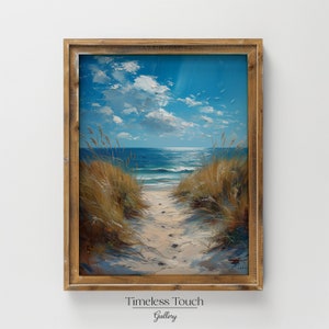 Vintage Beach Painting PRINTABLE Art: Coastal Seascape (Digital Download)