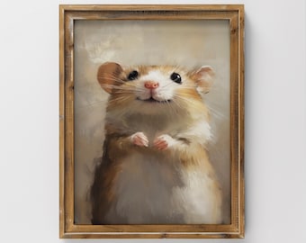 Charming Mouse Portrait - Vintage Digital Wall Art Print