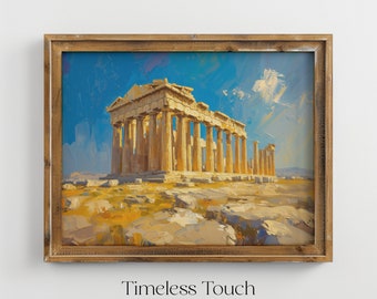 パルテノン宮殿を描いた作品です ヴィンテージパルテノン神殿の絵画：古代ギリシャ建築芸術（デジタル