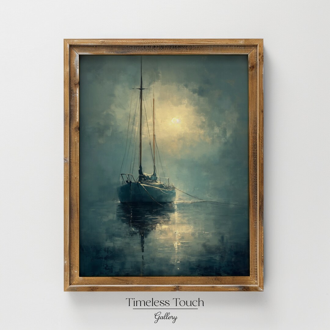 Sailboat Wall Art, Nautical Vintage Painting PRINTABLE Art ...